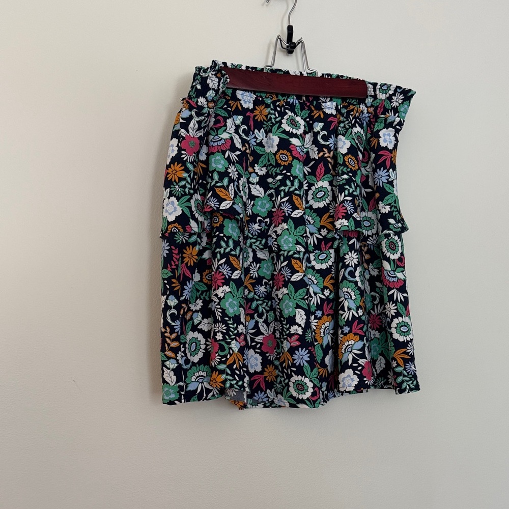 LOFT Floral Mini Skirt - Navy and Multicolor